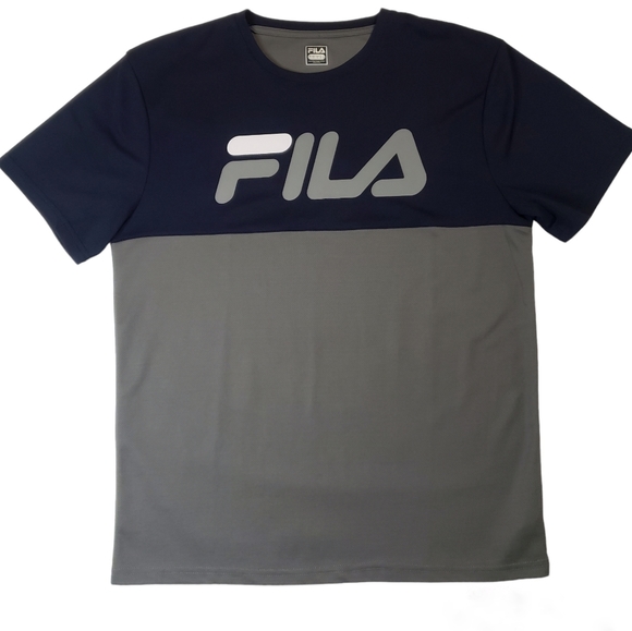 Fila Two Tone Grey Navy Short Sleeve T-shirt - Picture 1 of 9